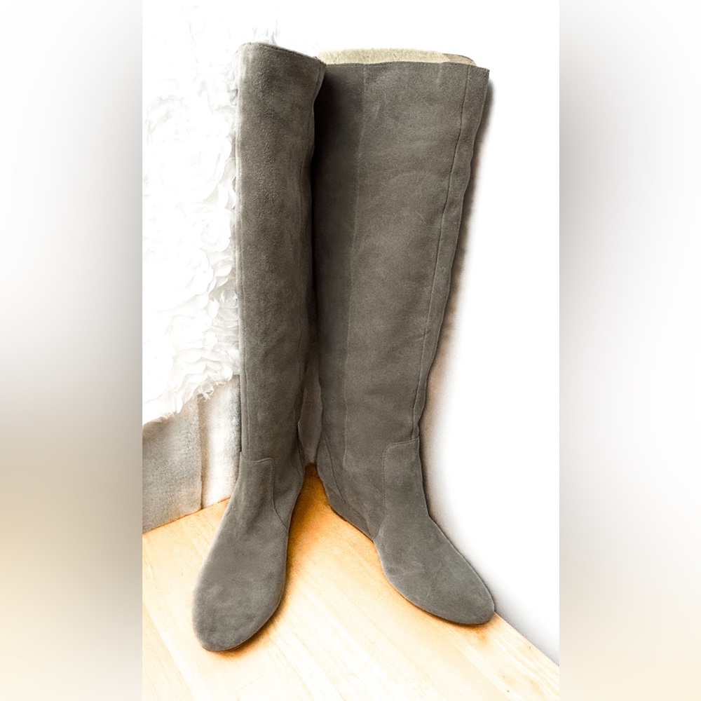 Sole Society Aileena Beige Suede Leather Calf High Boots 8M/38.5